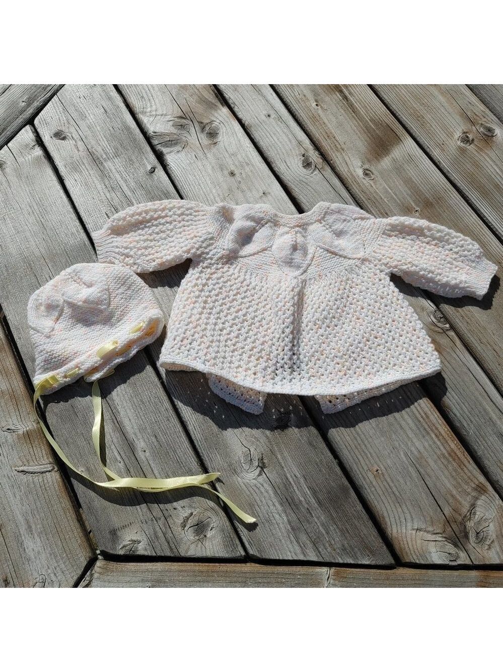 Crochet Baby Sweater Jacket & Crochet Baby Hat Set 3-6 months